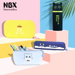 Tassen NBX Silicone Pencil Case Stand Up Pen Holder Make -upt Bags -briefpapier Organisator met Zipper School Supplies Kid Student Waterdicht