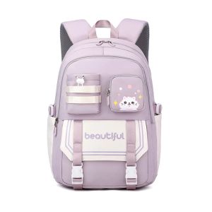 Sacs New Nylon Schoolbag Corée Fashion Cute Mute Backpack for Girls Middle School Students Grand Capacité École imperméable Sac à dos