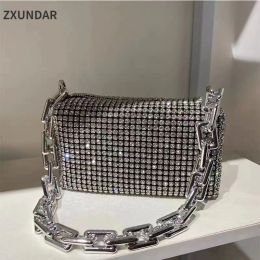 Sacs Nouveaux sacs à main en strass pour femmes Embrayage 2023 Diamants Sac à bandoulière Pourse Dames Femme Bag du corps Cross Shining Chain Crystal Tote