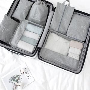 Sacs Nouveau ensemble de voyage 7pcs / set Sac de voyage Organisateur de bagages Configuration Cube d'emballage 2023 Sacs de rangement à chaussures pour le kit de poche de voyage