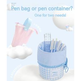 Bolsas Nuevos verticales Pen Pen Bag Spleapsible Pen Capacidad Gran capacidad Cute Camantador Papelería Bolsa de almacenamiento Creative Pencil de lápiz Regalización