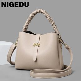 Sacs Nigedu marque Design seau sac à bandoulière pour femmes sacs à main petits sacs de messager en cuir Pu élégant froncé dames fourre-tout Bolsa