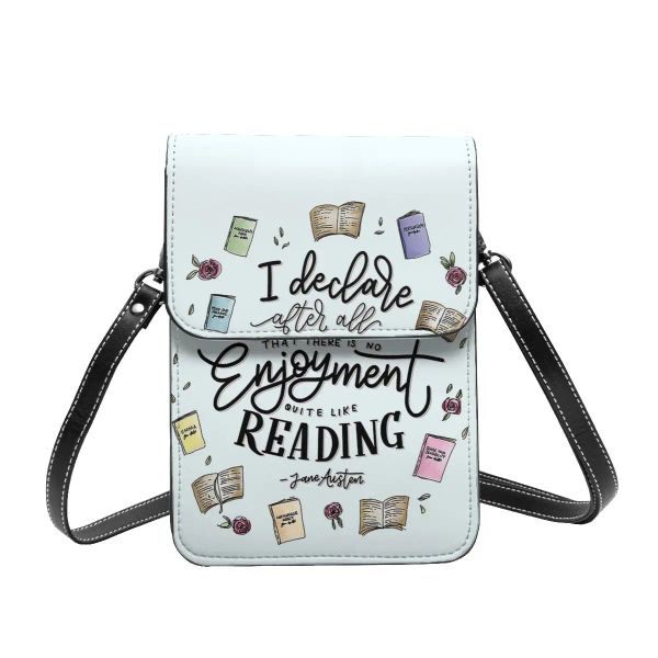 Sacs Pas de plaisir comme la lecture du sac à bandoulière Jane Austen cadeau de téléphone mobile réutilisable sac en cuir Sacs étudiants