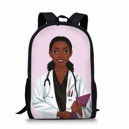 Sacs infirmière African Black Hairstyle High Students Sacol Sac pour adolescent sac à dos de voyage de voyage Docteur Sac à dos de grande capacité
