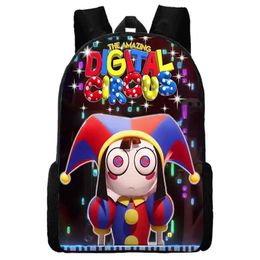 Mochilas Mochila de nailon con increíbles estampados de circo digitales, mochila escolar con juego de anime de dibujos animados, bolsas personalizadas de gran capacidad para niños y niñas