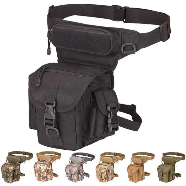 Sacs Sacs extérieurs Sacs de la ceinture de jambe de goutte tactique militaire masculine Pack de cuisse réglable Randonnée 800D Camp d'équitation en nylon imperméable Camp d'équitation