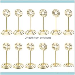 Sacs Emballage Affichage bijoux de table de table Numéro de carte Posrs PO Holder Stands Place Paper Menu Clips, Circle Shape (Gold) Bijoux Pou