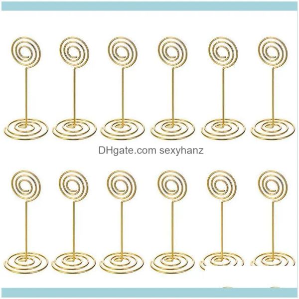 Sacs Emballage Affichage bijoux de table de table Numéro de carte Posrs PO Holder Stands Place Paper Menu Clips, Circle Shape (Gold) Bijoux Pou
