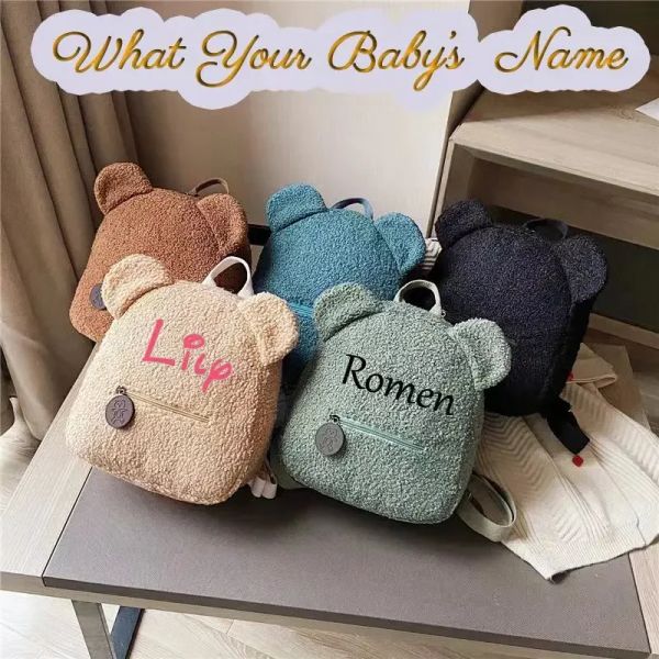 Sacs personnalisés pour bébés filles sac à dos mignon ours en peluche couleur unie solide sac bébé nom personnalisé sac à dos décontracté pour les enfants pour les enfants