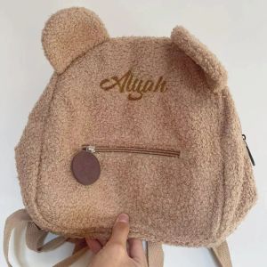 Sacs sac à dos personnalisé pour enfants mignon ours en peluche couleur unie continue de sac à dos pour enfants décontracté avec nom avec nom