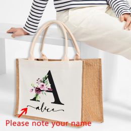 Tassen Gepersonaliseerde Jute Tote Bags aangepaste naam Burlap Tas Tas Bridesmaid Bachelorette Bridal Party Girl Trip Gifts Canvas Shopping Bag