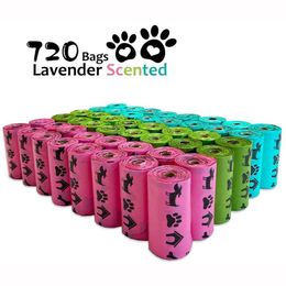 Bolsas para mascotas n biodegradables bolsas de caca para perros firma terrestre 720/270 Cuenta de 3 colores bolsas de basura perfumada para lavanda para productos para perros