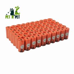 Sacs PET N PET Sacs à déjections canines Fournitures fermes respectueux de l'environnement 1080 comptes de gros déchets oranges 60 rouleaux de déchets pour le nettoyage extérieur des animaux domestiques