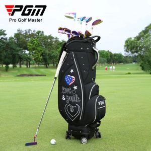 Tassen PGM grote capaciteit Golfrek Tas Lichtgewicht Golf Standaardtas met wiel draagbare draagbare beugelpakket schoudergordel