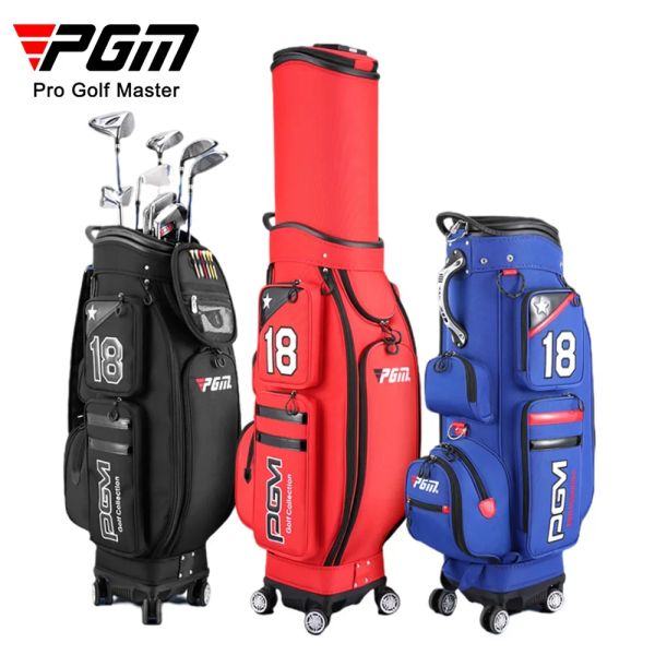 Sacs PGM Men Sacs de golf Capuchis d'évolutivité Capuche de balle étanche en nylon de grande capacité Accessoire Hold 13pcs Clubs Golf Pouche 4 Roue universelle