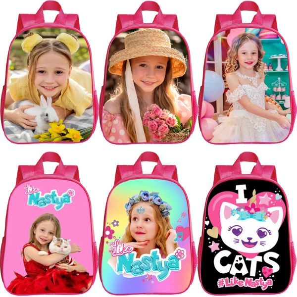 Sacs Pink Sac comme Nastya Print Backpack Kids Kids School Sac Primaire Nursery Girls Bookbag Sacs de maternelle