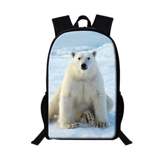 Bolsas Mochilas escolares con estampado 3D de oso Polar para niños, mochilas de animales, bolsas de libros para niños y niñas, mochila para adolescentes, bolsa de viaje informal