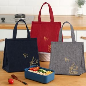 Tassen draagbare Bento Box Lunch Bags Picnic School koeler Diner Container Mode canvas Dikke aluminium voedselopslag handtassen