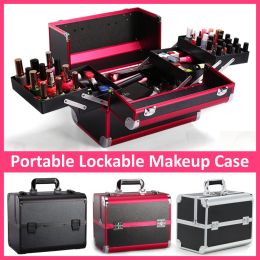 Tassen draagbare cosmetische doos professionele grote capaciteit koffers voor cosmetica vrouwen reis make -uptassen doos manicure cosmetologie case