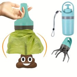 Sacs Portable merde Scooper avec distributeur de sac intégré léger griffe ramasseur de déchets pour chiens outil de nettoyage pour animaux de compagnie