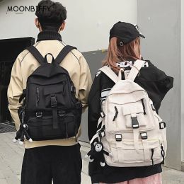 Sacs Preppy Style Black Sackepack Unisexe Femmes Men Sac à dos Nylon Multipogche imperméable Design Mochilas Adolescents Sac à bandoulière