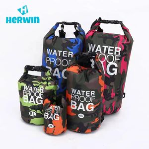 Tassen PVC Camouflage Waterdichte rugzak draagbare buitensport rafting tas rivier tracing zwem emmer droge tas 2l 5l 10l 15l 30l 30l