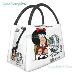 Tassen Quino Comics Mafalda Geïsoleerde lunch Tote Tas voor vrouwen Cartoon Manga Portable Cooler Thermal Food Lunch Box Hospital Office