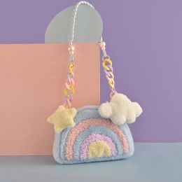 Sacs arc-en-ciel en peluche sac de messager nouveau 2021 Boulette de boulet