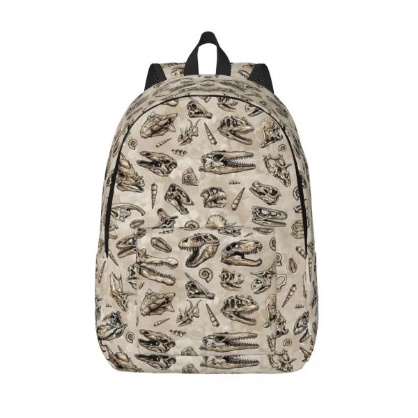 Sacs Rex Dinosaur Skull Sketch Tile Mode Tan Tan Natural Backpack Middle High College School Book Books Sacs Sacs Tente