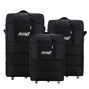 Sacs roulants sacs de moelleux avec roues sacs de semaine pliable grand pack de voyage pack de voyage de transport extensible pour les bagages pour le camping de camping