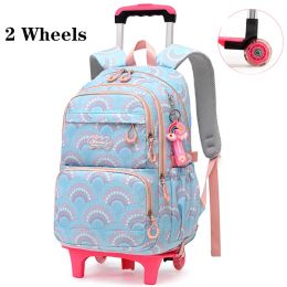 Sacs Sacs à écoles roulants pour filles sac à dos Enfants imperméables sacs à dos à l'école avec roues du chariot d'école intermédiaire lage pack