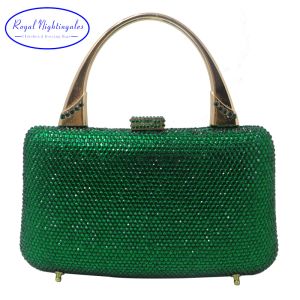 Sacs Royal Nightingales 2019 Femmes Emerald Green Crystal Clutches Hard Box Sags Sacs Crossbody Handsbag Handsbag Clutch pour cadeau