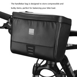 Tassen Sahoo Travel Series 112049 Waterdichte touchscreen Cycling Bike Bicycle Map Mouw Stuurzak Pack Pannier Basket Telefooncamera