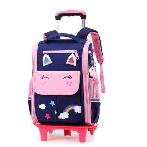 Tassen School Rugzak op wielen voor meisjes School Trolley -tassen met Wheels School Rolling Backpack voor Boys Wire Backpack Bag voor kinderen