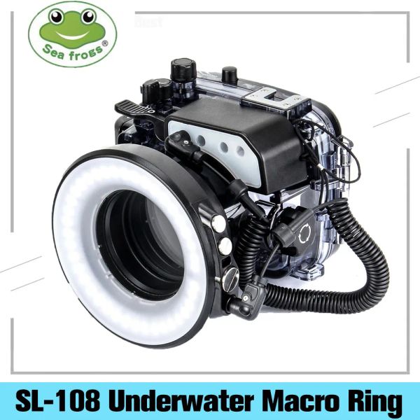 Bolsas SeaFrogs SL108 67 mm Impresión de la fotografía submarina de buceo Lámpara de luz del anillo LED para la caja de carcasa de la cámara TG5 A6500 A6300
