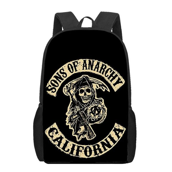 Bolsas Mochila con patrón Sons of Anarchy para niños, niñas, estudiantes, mochilas escolares, mochila para portátil para adolescentes, mochila de viaje informal para adultos, regalo