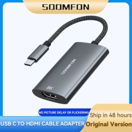 Tassen soomfon USB Type C tot HDMI -adapter Ultra HD 8K USB C HDMI 2.1 mannelijke tot vrouwelijke kabel Thunderbolt 3 voor boek Huawei Samsung