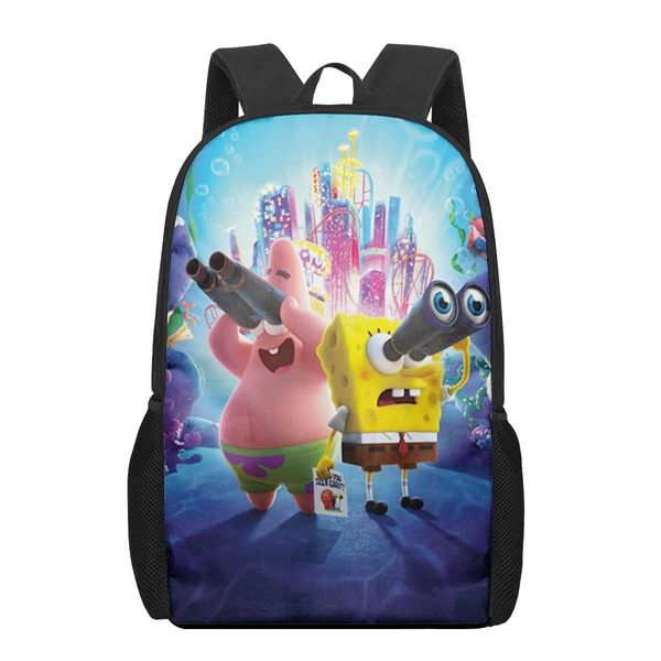 Bolsas Bob Esponja lindo estampado de dibujos animados hombres mochila niños niños Rock Roll mochilas mochilas escolares para adolescentes mochila diaria bolsa de libros paquetes Bo