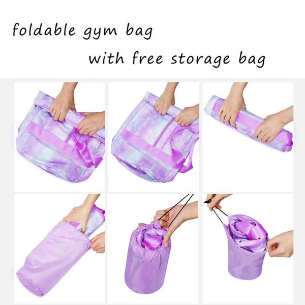 Bolsas Bolsa de gimnasio deportiva para niñas, mujeres, adolescentes, niños, bolsa de lona, bolsa de viaje, separación en seco y húmedo, bolsa plegable de un solo hombro inclinada para Yoga y Fitness