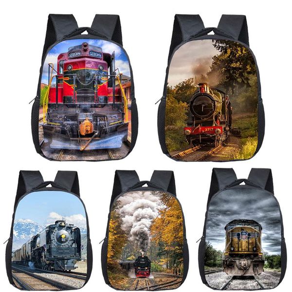 Sacs Steam Locomotive / Train Print Backpack Enfants Sacs d'école Boys Filles Sac maternelle pour enfants