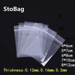 Sacs stobag 100pcs petits sacs ziplock sac zippé plastique plastique reclosable épais bijoux clair cadeau alimentaire alimentaire logo imprimé personnalisé