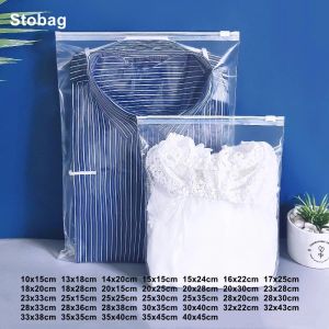 Sacs Stobag 50pcs Vêtements transparents Emballage Packaging Sacs à fermeture éclair en plastique Clean Scellé réutilisable Ziplock Rangement Sacheses en gros