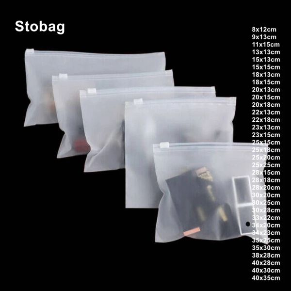 Sacs Stobag 50pcs Vêtements mate givrés en gros emballages Bages de fermeture éclair en plastique