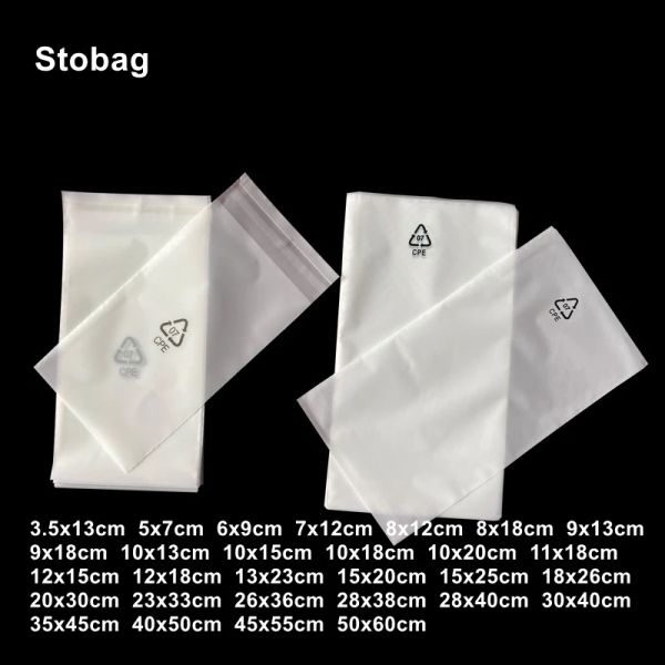 Sacs Stobag CPE Grosted Sac Scellé Clear Top Ouvre Small Auto Adhesive Téléphone Data Data Cable Emballage Electronic Product Socchets Logo