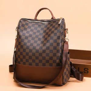 Sacs Store Outlet Échiquier Checker Cuir souple pour femmes 2023 Nouveau style occidental Designer Tendance Sac à dos pour femmes Sac de livre décontracté