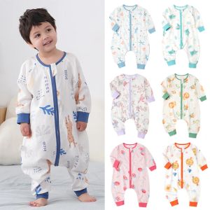 Tassen zomer babyslaapzakken kinderen pyjama slaapkleding voor pasgeboren huis en slaapkleding peuter katoenen cartoon lange mouw romper