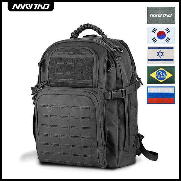 Bolsas Bolsa de caza de caza al aire libre de mochila táctica 3p Pack Molle Asalto EDC para caminar Caso de armas militares 45L Negro