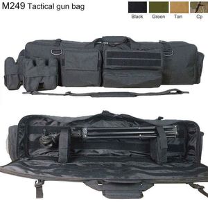 Bolsas Bolsa de pistola táctica Molle Caza militar M249 Rifle de tiro Mochila Pistola al aire libre Estuche de protección Accesorio de caza W2202