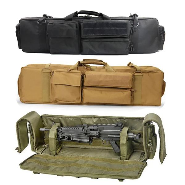 Sacs Tactical Military Double Gun Sac Case de fusil Sac à dos M249 Airsoft Rifle Sac Hunting Carbine Fusil de chasse portant le sac de protection portant