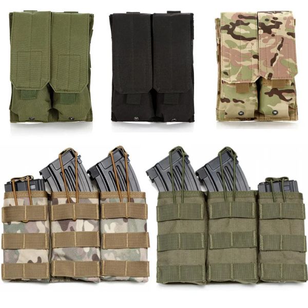 Bolsas tácticas molle revista bolsa militar 5.56/7.62 mm ak m4 ar15 rifle bag mags solo doble de caza triple de la revista Airsoft